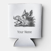 Vintager Wildschweinkopf Zeichne BW Dosenkühler (Vorderseite)