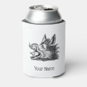 Vintager Wildschweinkopf Zeichne BW Dosenkühler (Kanne Rückseite)