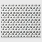 Vintager Wildschweinkopf Zeichne BW Geschenkpapier (Flach)