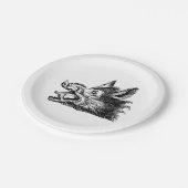 Vintager Wildschweinkopf Zeichne BW Pappteller (Schrägansicht)