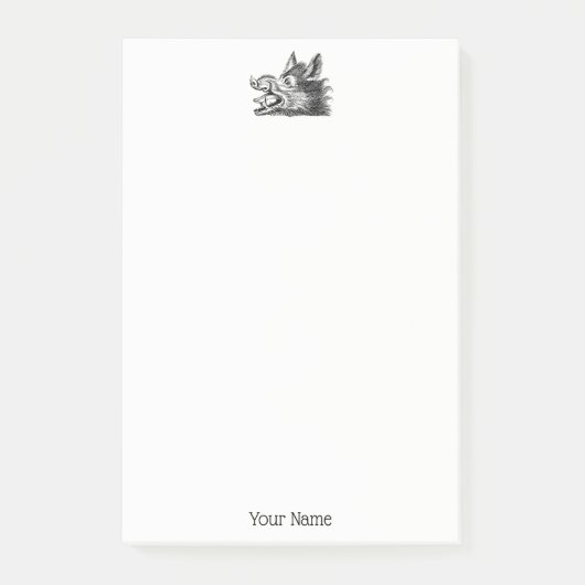 Vintager Wildschweinkopf Zeichne BW Post-it Klebezettel (Vorderseite)