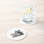 Vintager Wildschweinkopf Zeichne BW Runder Pappuntersetzer (Vor Ort)