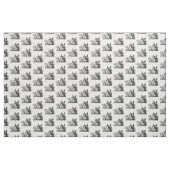 Vintager Wildschweinkopf Zeichne BW Stoff (Fat Quarter (45,7 x 55,9 cm))