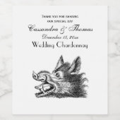 Vintager Wildschweinkopf Zeichne BW Weinetikett (Einzelnes Label)