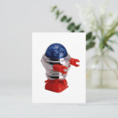 Vintager Wind-up-Roboter Postkarte (Stehend Vorderseite)