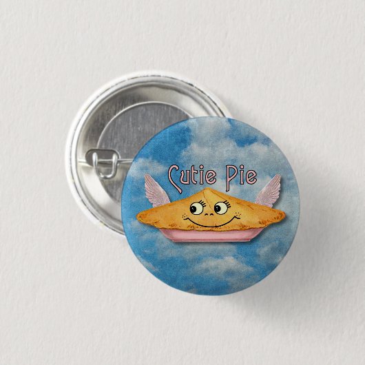 Vintager Winged Pie im Himmel Button (Vorne & Hinten)