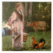 Vintager Winslow-Homer Das Milchmädchen Fliese (Vorderseite)
