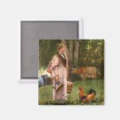 Vintager Winslow-Homer Das Milchmädchen Magnet (Vorderseite/Rückseite)
