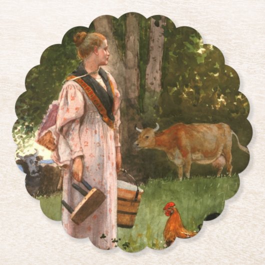 Vintager Winslow-Homer Das Milchmädchen Untersetzer (Vorderseite)