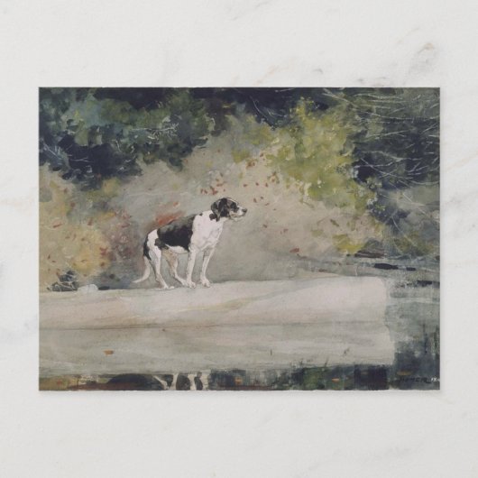 Vintager Winslow Homer Wasserfarbhund auf einem Lo Postkarte (Vorderseite)
