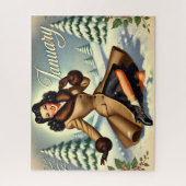 Vintager Winter - Brünettes Button im Januar Puzzle (Vertikal)