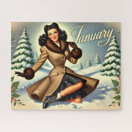 Vintager Winter - Brünettes Button im Januar Puzzle