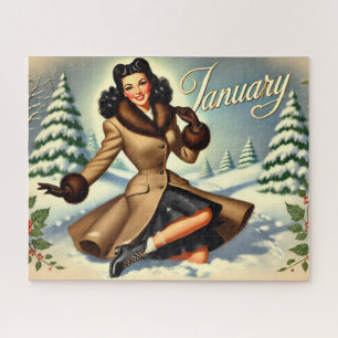 Vintager Winter - Brünettes Button im Januar Puzzle