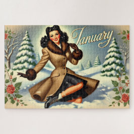 Vintager Winter - Brünettes Button im Januar Puzzle
