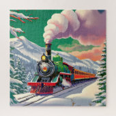 Vintager Winter-Dampfzug Puzzle (Vertikal)