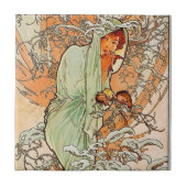 Vintager Winter durch Alphonse Mucha Fliese (Vorderseite)