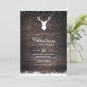 Vintager Winter Einfache Hirsche & Schneeflocken E Einladung (Stehend Vorderseite)