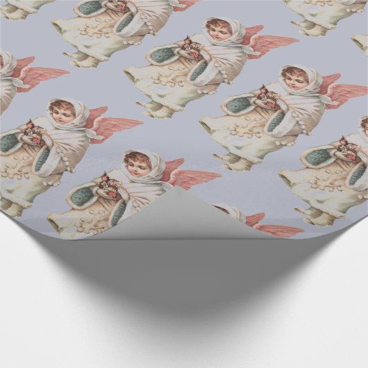 Vintager Winter-Engel Geschenkpapier (Ecke)