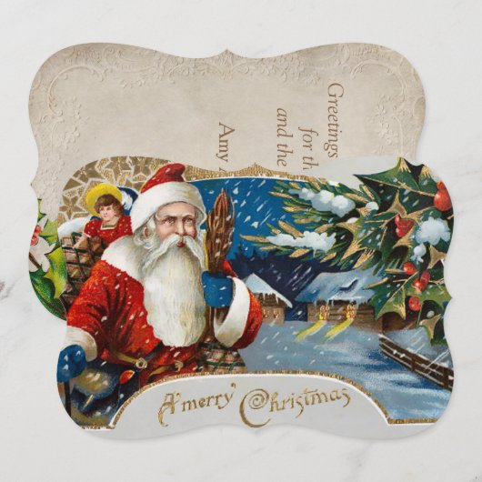 Vintager Winter Feiertagskarte (Vorne/Hinten)