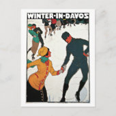 Vintager Winter in Davos Postkarte (Vorderseite)