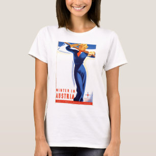 Vintager Winter in der Österreich-Ski-Reise T-Shirt