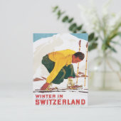 Vintager Winter in der Schweiz Postkarte (Stehend Vorderseite)