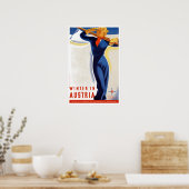 Vintager Winter in Österreich Ski-Travel-Poster Poster (Küche)