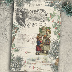Vintager Winter Pine Pater Weihnachten Ephemera Seidenpapier