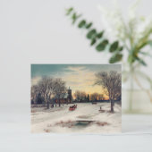 Vintager Winter Postkarte (Stehend Vorderseite)