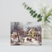 Vintager Winter Postkarte (Stehend Vorderseite)