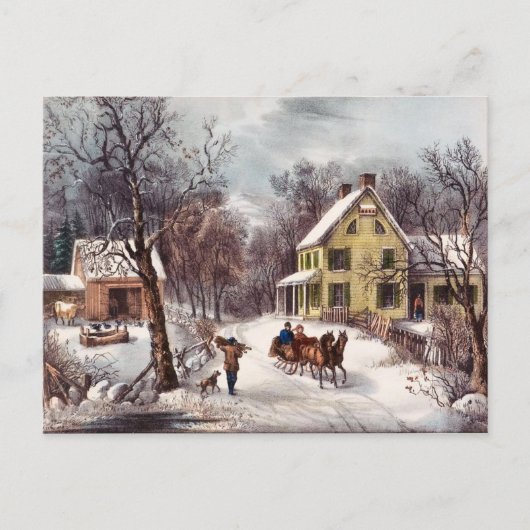 Vintager Winter Postkarte (Vorderseite)