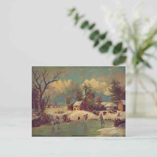 Vintager Winter Postkarte (Stehend Vorderseite)