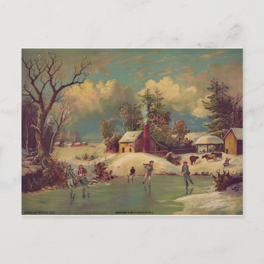 Vintager Winter Postkarte (Vorderseite)