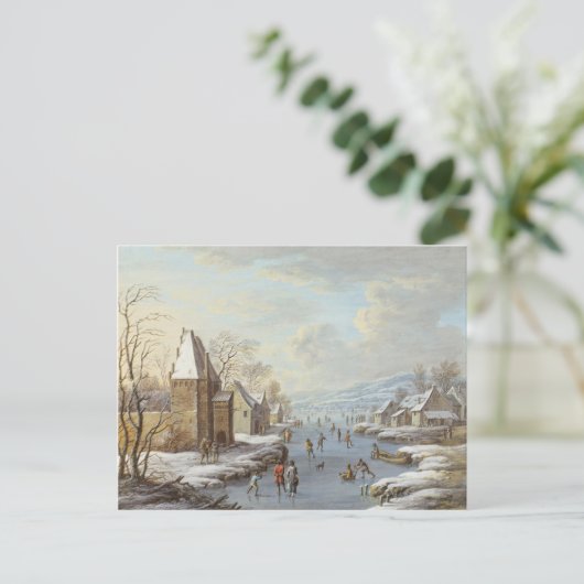 Vintager Winter Postkarte (Stehend Vorderseite)