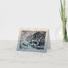 Vintager Winter-Schnee und Sankt Sleigh-Karte Feiertagskarte