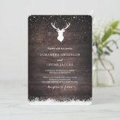 Vintager Winter Simple Deer & Snowflaks Hochzeit I Einladung (Stehend Vorderseite)