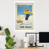 Vintager Winter Skipiste Idaho Poster (Heimbüro)