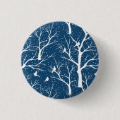 Vintager Winter Sky Weißer Vogelschutz Schneeflock Button (Vorderseite)