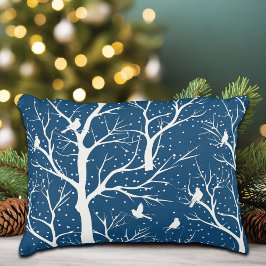 Vintager Winter Sky Weißer Vogelschutz Schneeflock Dekokissen