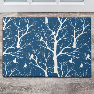 Vintager Winter Sky Weißer Vogelschutz Schneeflock Fußmatte
