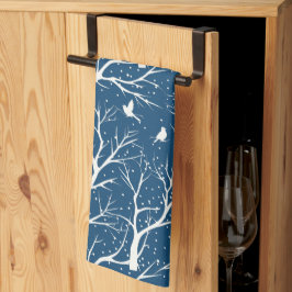 Vintager Winter Sky Weißer Vogelschutz Schneeflock Geschirrtuch