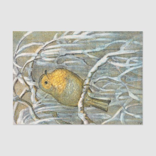 Vintager Winter Songbird Bird Antiquitäten Seidenpapier (Vorderseite)