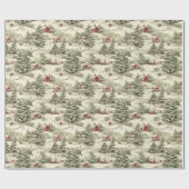 Vintager Winter Weihnachten Landschaft Geschenkpapier (Flach)