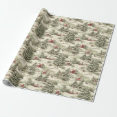 Vintager Winter Weihnachten Landschaft Geschenkpapier (Ungerollt)