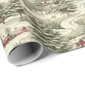 Vintager Winter Weihnachten Landschaft Geschenkpapier (Rolleneckpunkt)