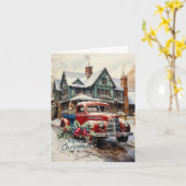 Vintager Winter Weihnachts-Stadthaus Frohe Weihnac Karte (Gelbe Blume)