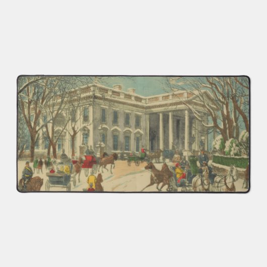 Vintager Winter White House Weihnachtsgeschmack Schreibtischunterlage (Vorderseite)