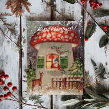 Vintager Wintergnome im Pilzsaal Weihnachten