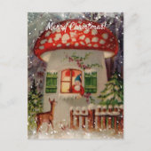 Vintager Wintergnome im Pilzsaal Weihnachten Postkarte (Vorderseite)