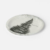 Vintager Winterpine Baum Rustikales Holz Elegantes Pappteller (Schrägansicht)